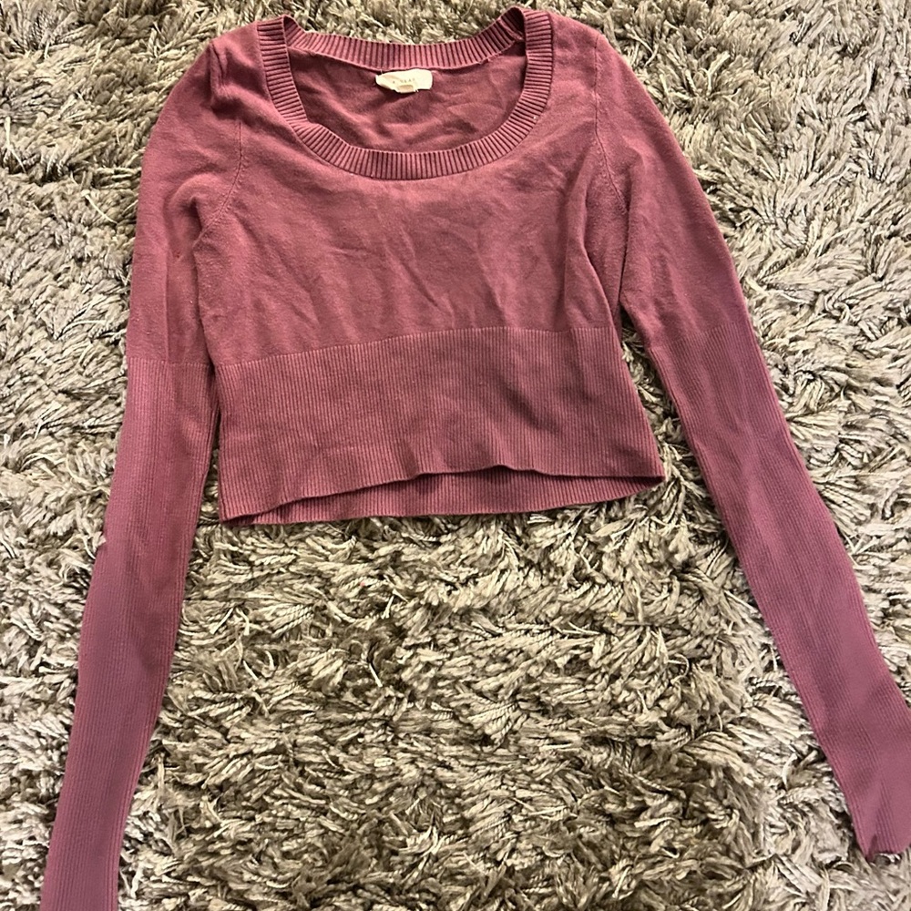 La Hearts Dusty Rose Long Sleeve Crop Top